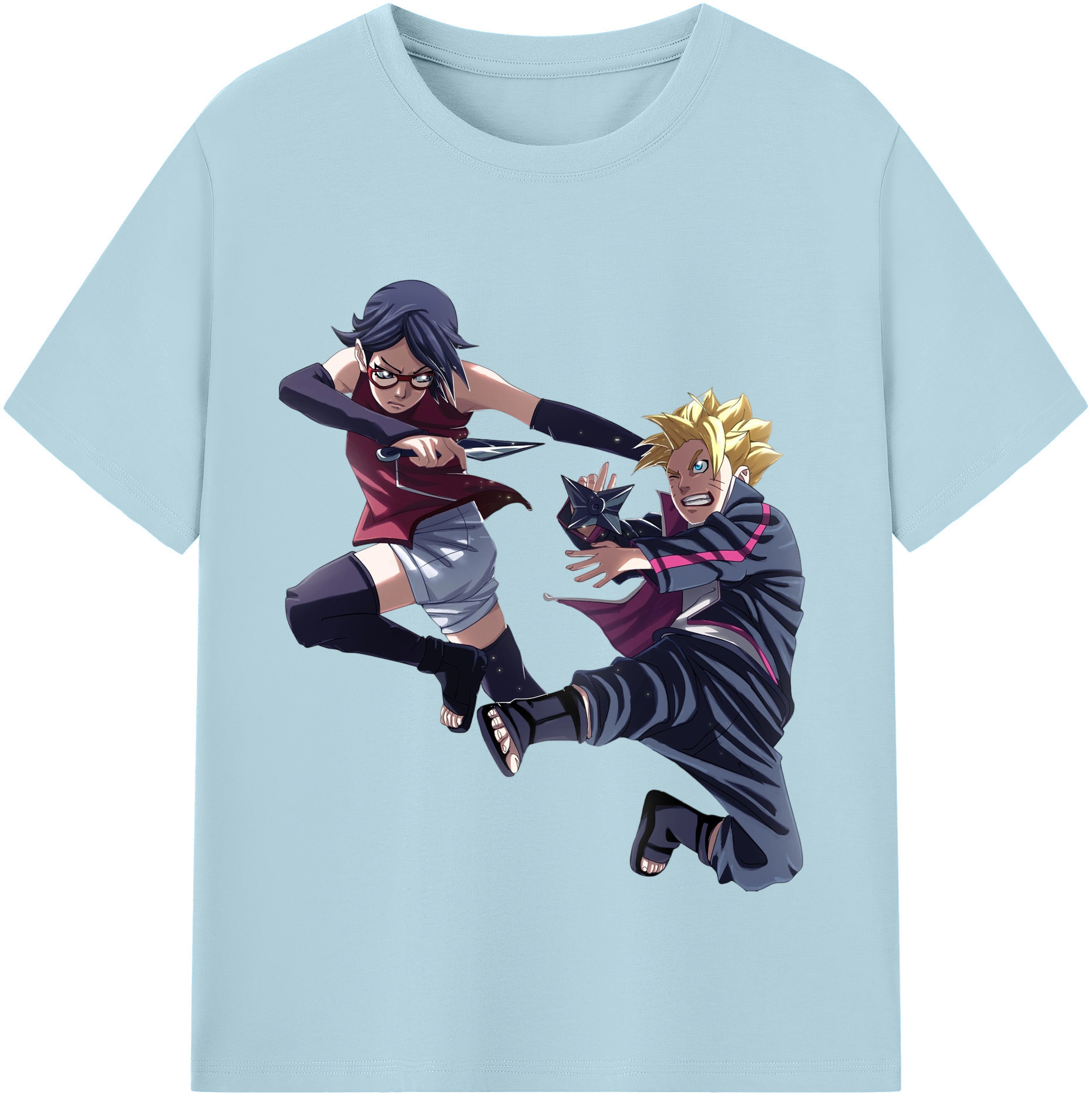 （画像用） NARUTO -ナルト- うちは サラダ Uchiha Sarada 綿100％半袖Tシャツ（フロントプリント）